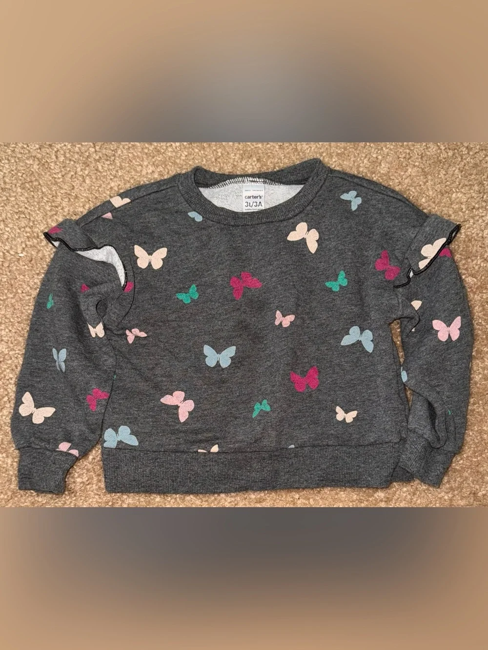 Carter's Charcoal Gray Sweatshirt with Multicolor Butterfly Print